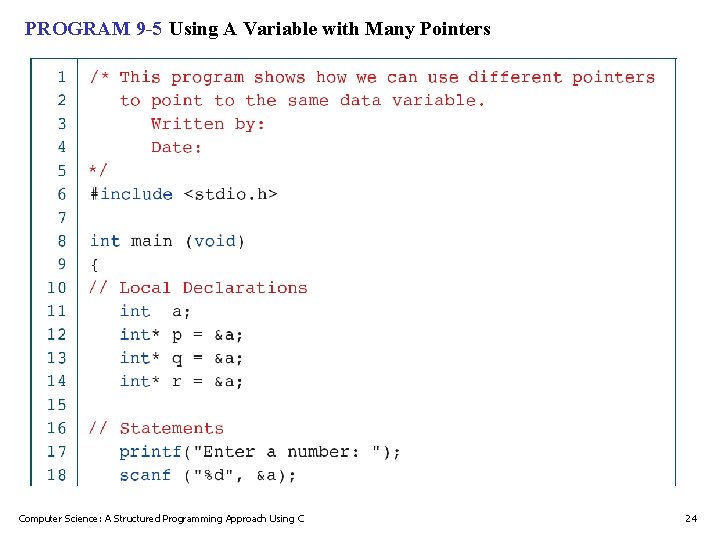 PROGRAM 9 -5 Using A Variable with Many Pointers Computer Science: A Structured Programming PROGRAM 9 -5 Using A Variable with Many Pointers Computer Science: A Structured Programming