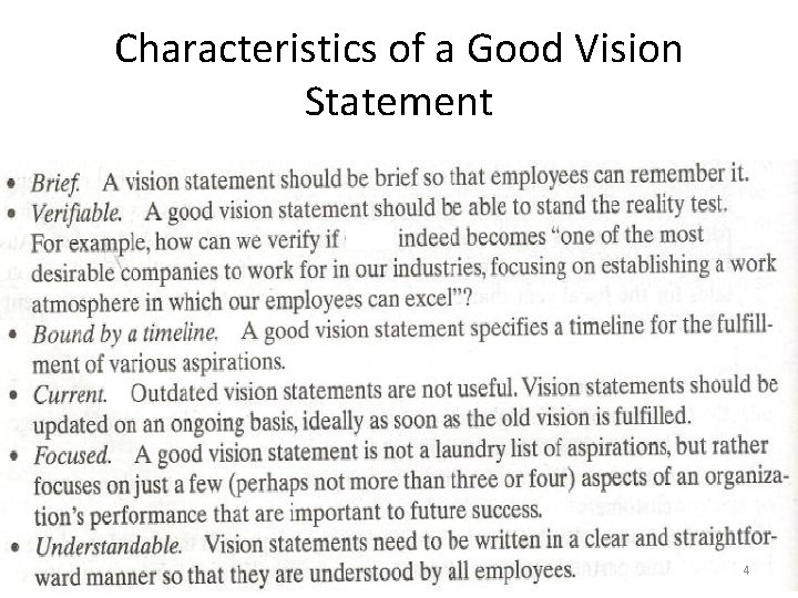 Characteristics of a Good Vision Statement 4 