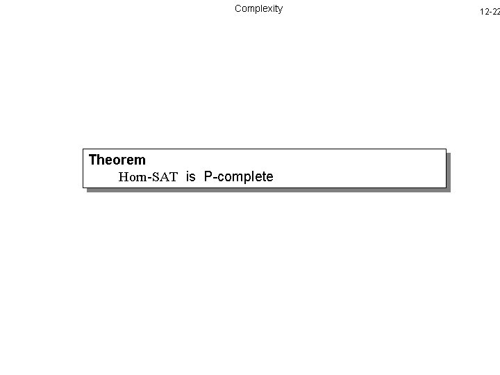 Complexity Theorem Horn-SAT is P-complete 12 -22 