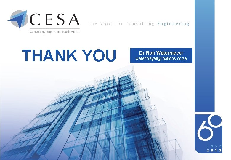 THANK YOU Dr Ron Watermeyer watermeyer@ioptions. co. za 