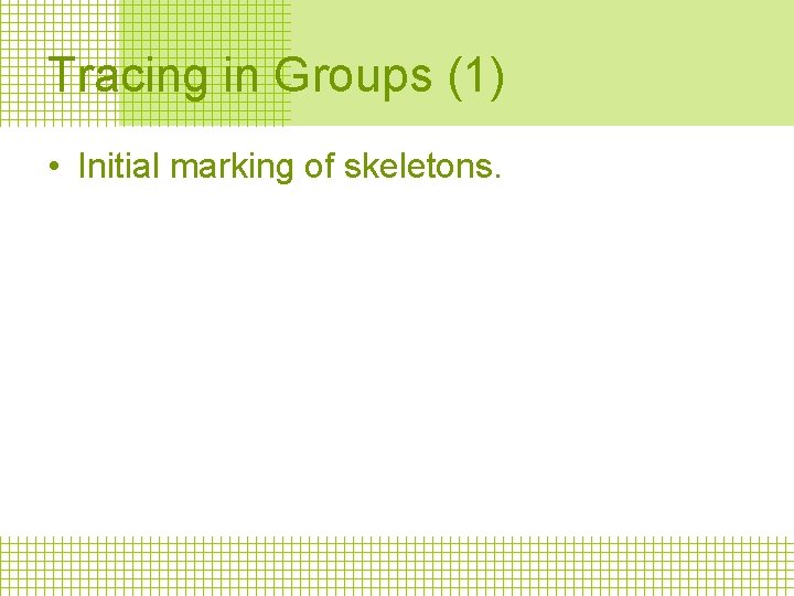 Tracing in Groups (1) • Initial marking of skeletons. 