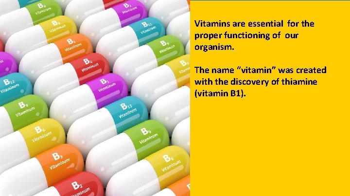 Vitamins are essential for the proper functioning of our organism. The name “vitamin” was