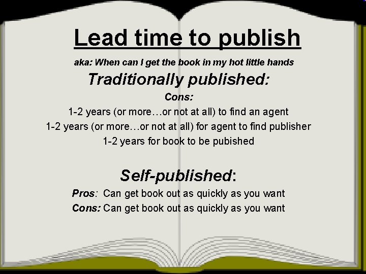 Lead time to publish aka: When can I get the book in my hot
