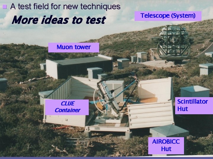 n A test field for new techniques More ideas to test Telescope (System) Muon
