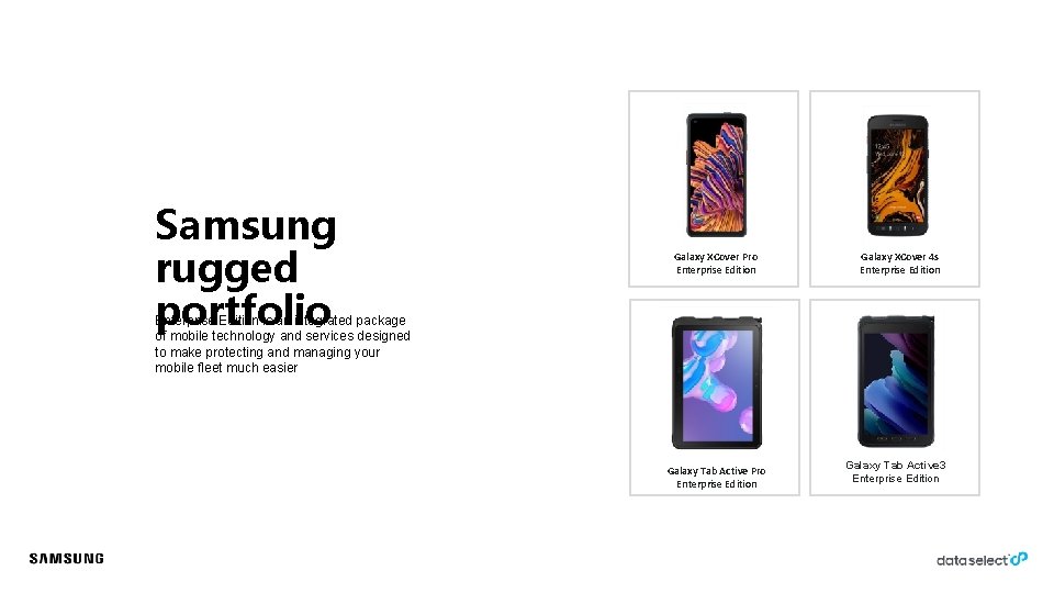 Samsung rugged portfolio Galaxy XCover Pro Enterprise Edition Galaxy XCover 4 s Enterprise Edition