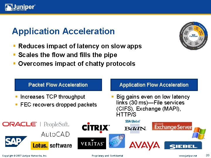 Application Acceleration § Reduces impact of latency on slow apps § Scales the flow