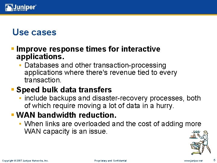 Use cases § Improve response times for interactive applications. • Databases and other transaction-processing