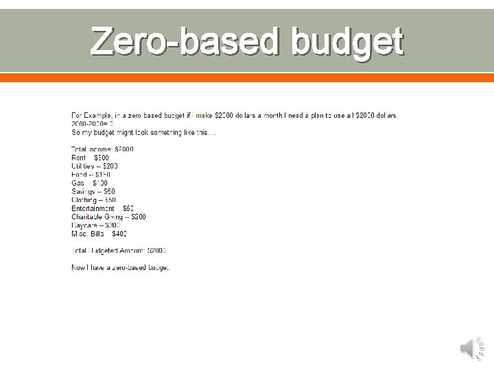 Zero-based budget 