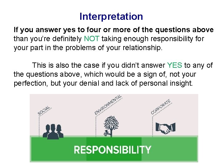 Interpretation If you answer yes to four or more of the questions above than