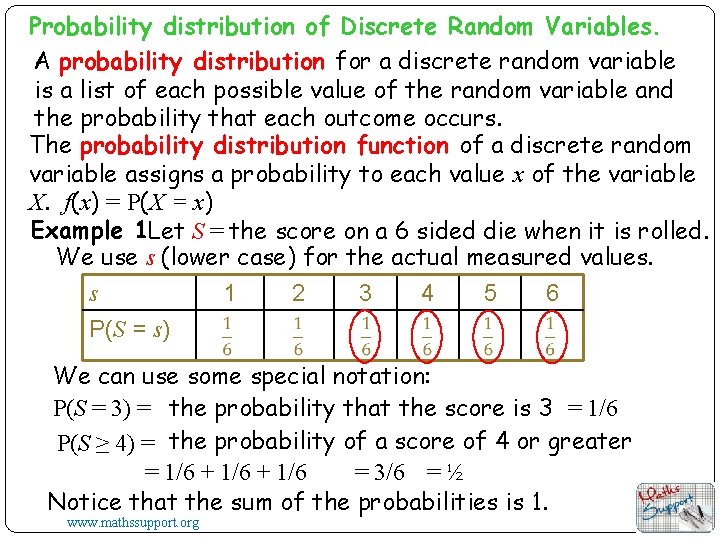 Probability distribution of Discrete Random Variables. A probability distribution for a discrete random variable