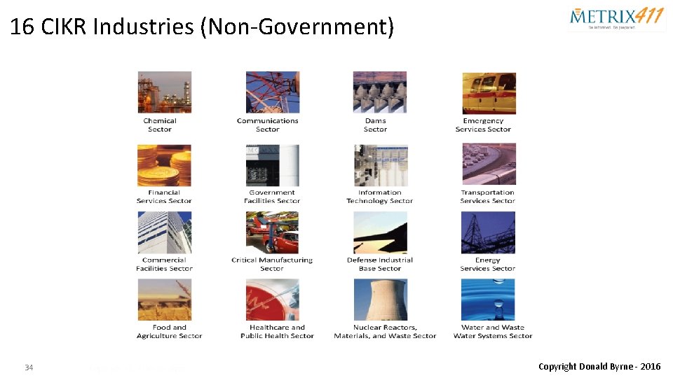 16 CIKR Industries (Non-Government) 34 Copyright 34 Donald Byrne - 2016 