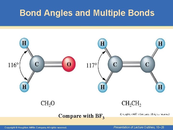 Bond Angles and Multiple Bonds Compare with BF 3 Copyright © Houghton Mifflin Company.