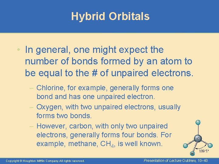 Hybrid Orbitals • In general, one might expect the number of bonds formed by