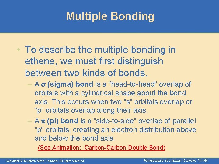 Multiple Bonding • To describe the multiple bonding in ethene, we must first distinguish