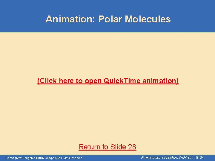 Animation: Polar Molecules (Click here to open Quick. Time animation) Return to Slide 28