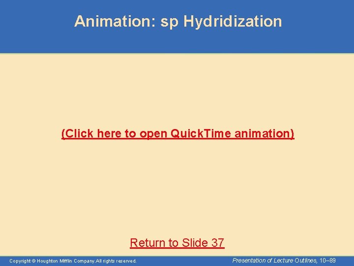 Animation: sp Hydridization (Click here to open Quick. Time animation) Return to Slide 37