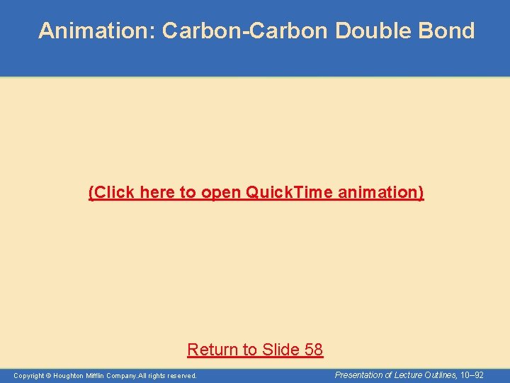 Animation: Carbon-Carbon Double Bond (Click here to open Quick. Time animation) Return to Slide