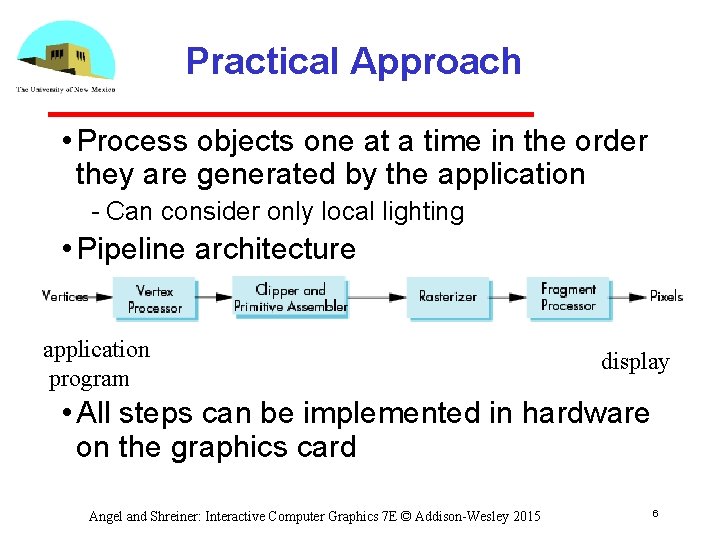 Practical Approach • Process objects one at a time in the order they are
