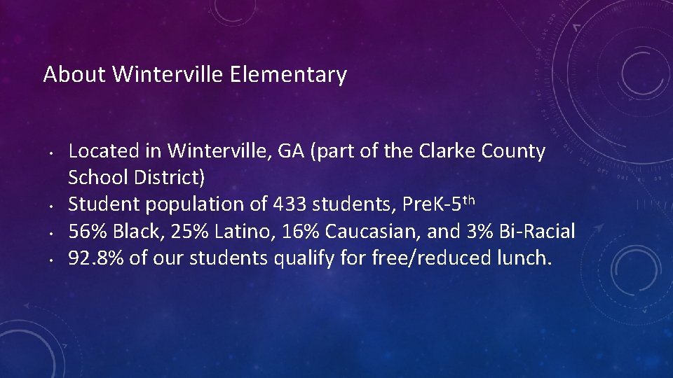 About Winterville Elementary • • Located in Winterville, GA (part of the Clarke County