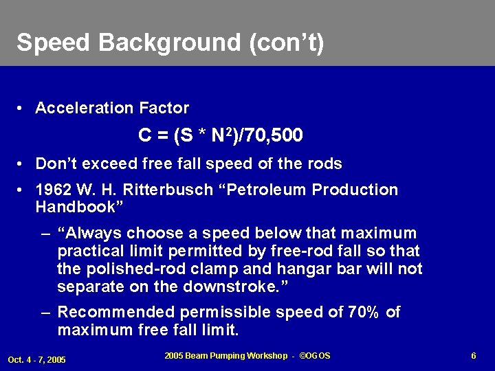 Speed Background (con’t) • Acceleration Factor C = (S * N 2)/70, 500 •