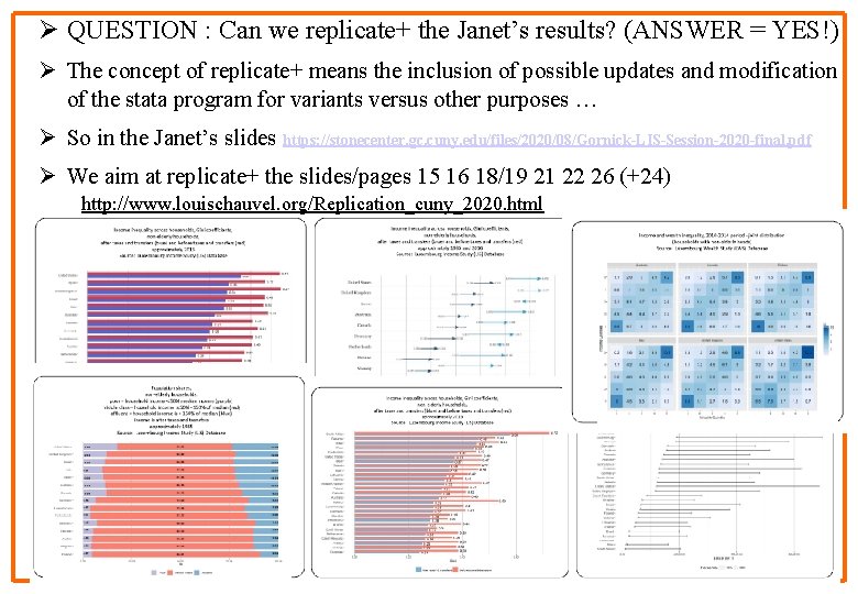 Ø QUESTION : Can we replicate+ the Janet’s results? (ANSWER = YES!) Ø The
