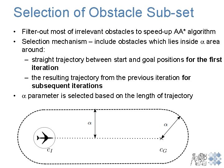 Selection of Obstacle Sub-set • Filter-out most of irrelevant obstacles to speed-up AA* algorithm