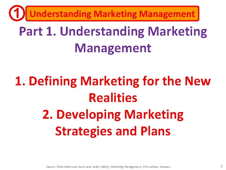 1 Understanding Marketing Management Part 1. Understanding Marketing Management 1. Defining Marketing for the