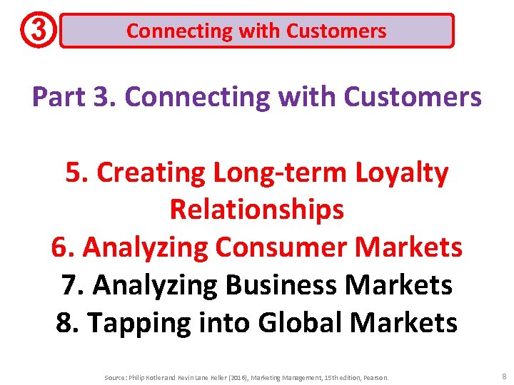 3 Connecting with Customers Part 3. Connecting with Customers 5. Creating Long-term Loyalty Relationships