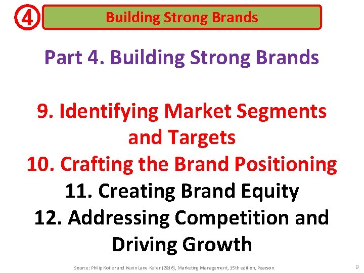 4 Building Strong Brands Part 4. Building Strong Brands 9. Identifying Market Segments and