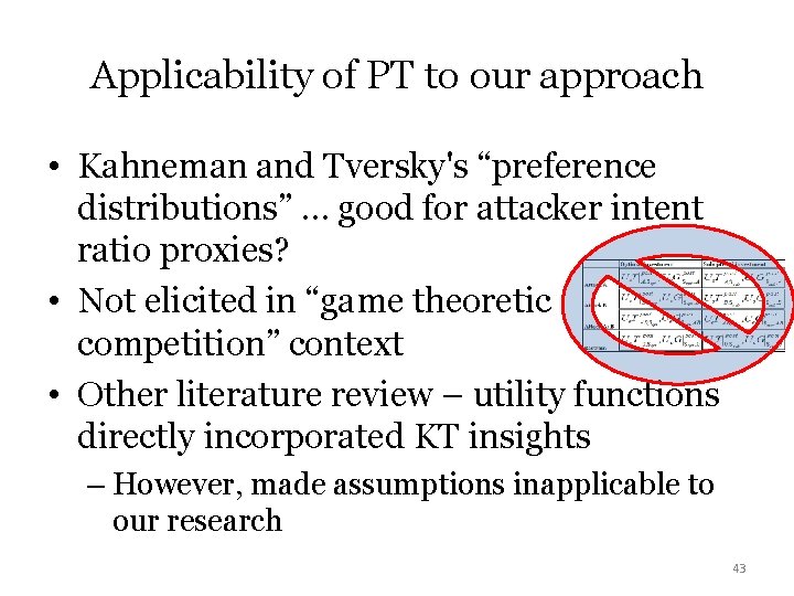 Applicability of PT to our approach • Kahneman and Tversky's “preference distributions” … good