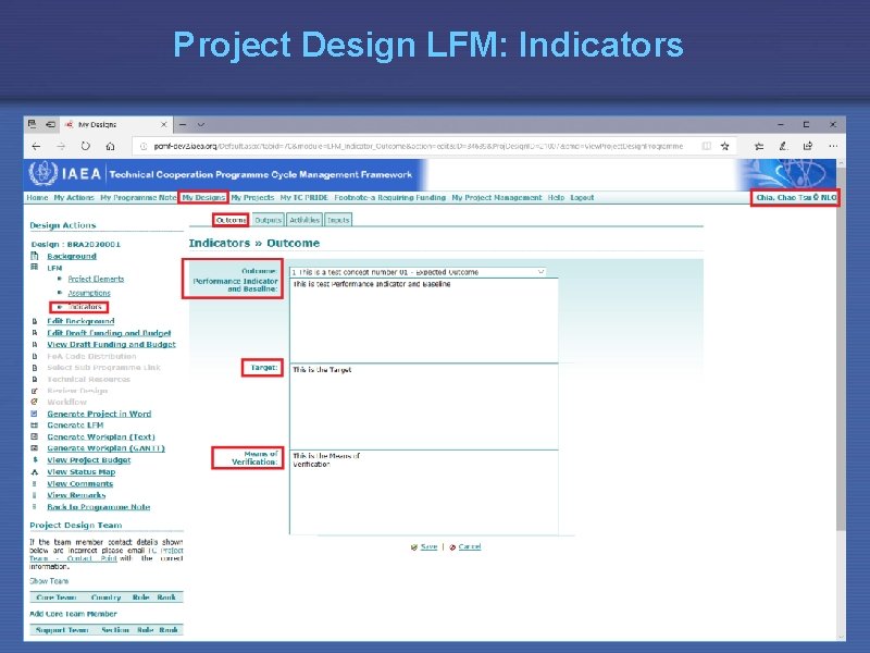 Project Design LFM: Indicators 