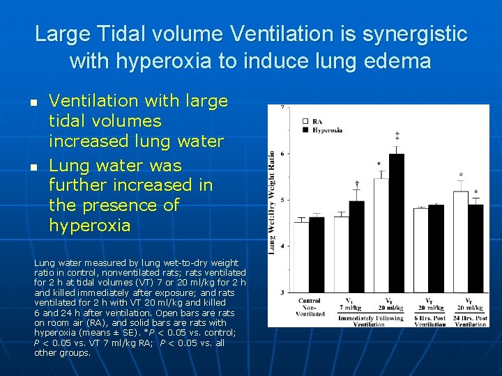 Large Tidal volume Ventilation is synergistic with hyperoxia to induce lung edema n n