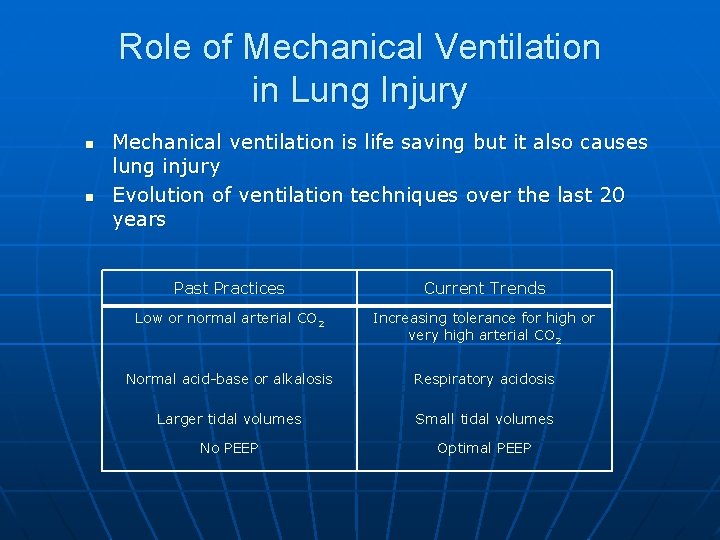 Role of Mechanical Ventilation in Lung Injury n n Mechanical ventilation is life saving