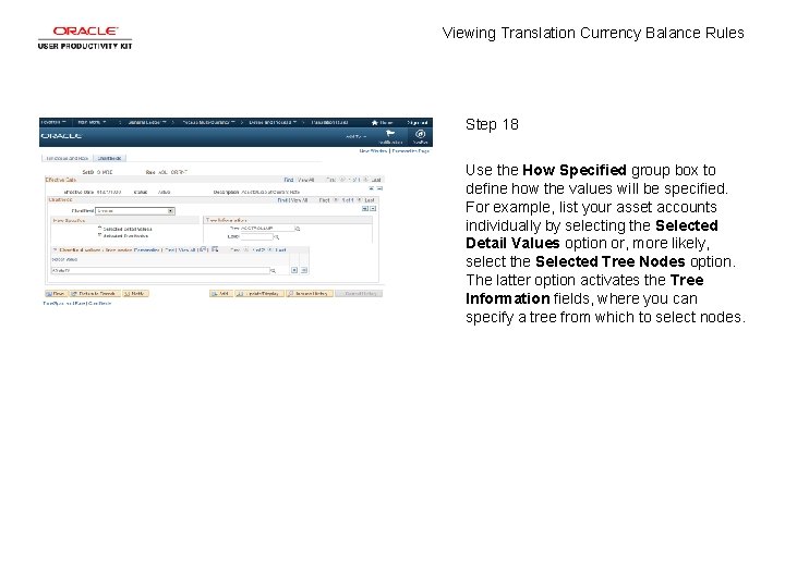 Viewing Translation Currency Balance Rules Step 18 Use the How Specified group box to