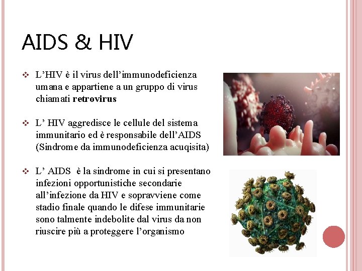 AIDS & HIV v L’HIV è il virus dell’immunodeficienza umana e appartiene a un