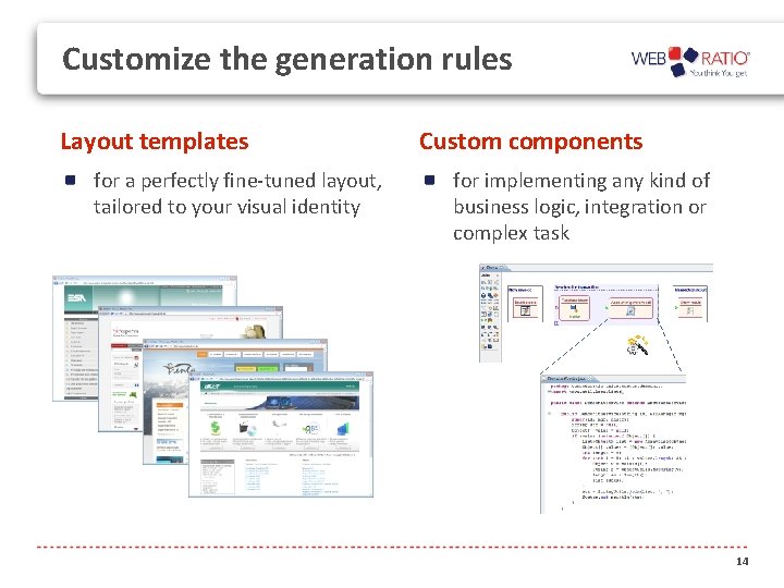 Customize the generation rules Layout templates for a perfectly fine-tuned layout, tailored to your