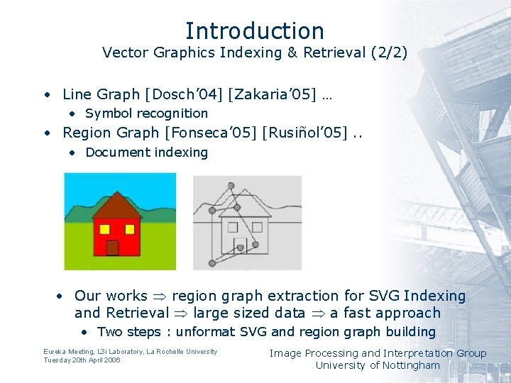 Introduction Vector Graphics Indexing & Retrieval (2/2) • Line Graph [Dosch’ 04] [Zakaria’ 05]