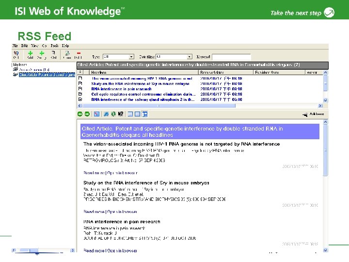 RSS Feed 100 Copyright 2007 Thomson Corporation 