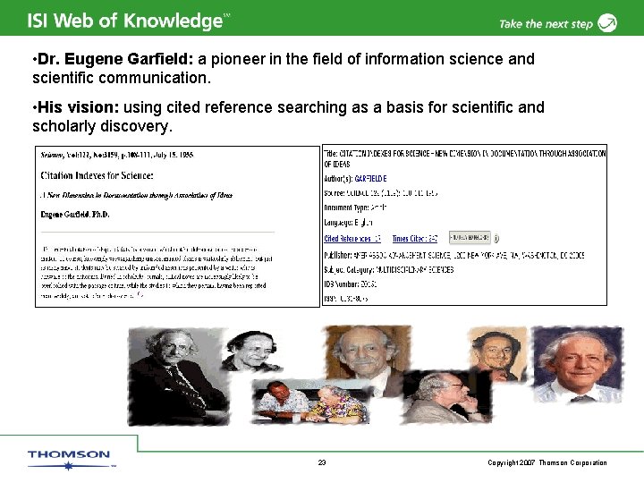  • Dr. Eugene Garfield: a pioneer in the field of information science and