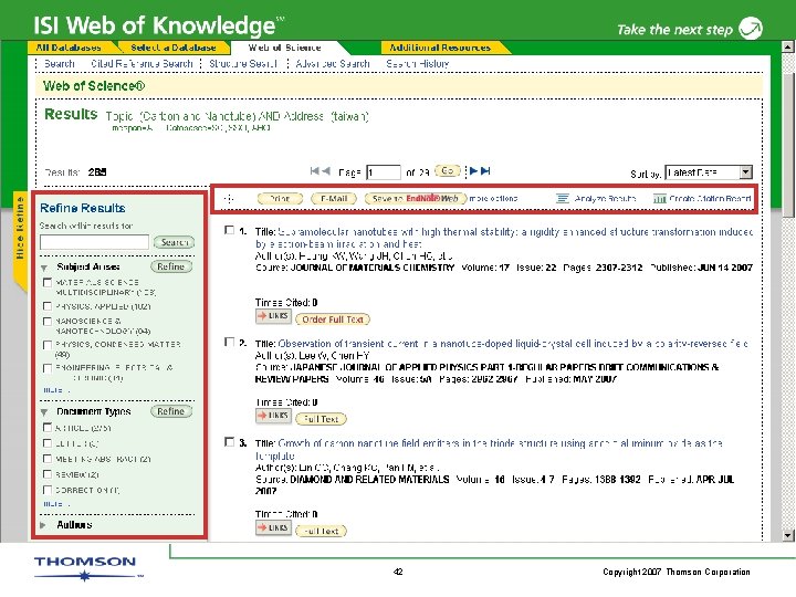 42 Copyright 2007 Thomson Corporation 