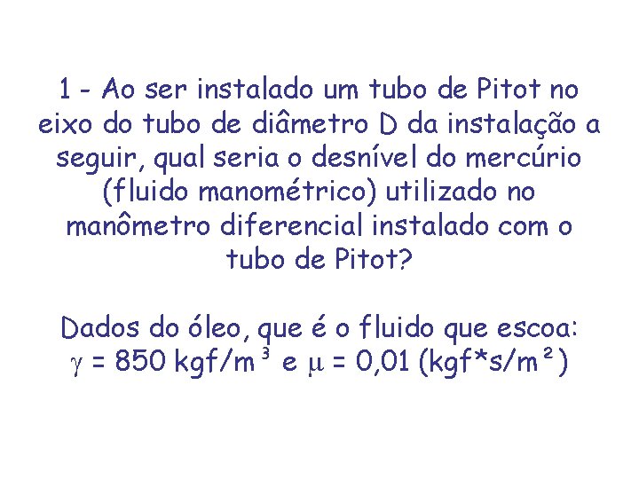 1 - Ao ser instalado um tubo de Pitot no eixo do tubo de