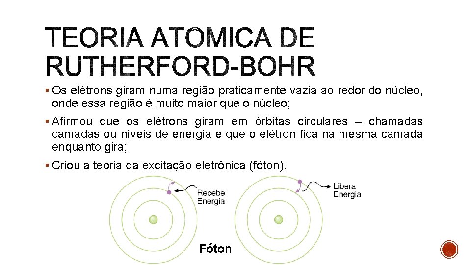 § Os elétrons giram numa região praticamente vazia ao redor do núcleo, onde essa