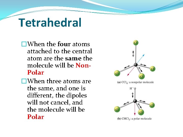 Tetrahedral �When the four atoms attached to the central atom are the same the