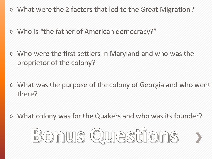 » What were the 2 factors that led to the Great Migration? » Who