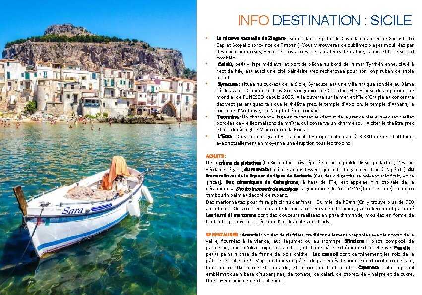 INFO DESTINATION : SICILE • • • La réserve naturelle de Zingaro : située