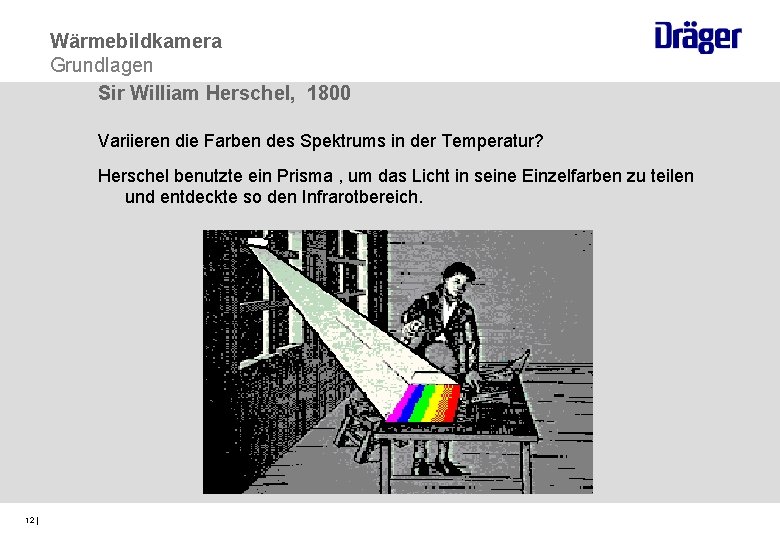 Wärmebildkamera Grundlagen Sir William Herschel, 1800 Variieren die Farben des Spektrums in der Temperatur?