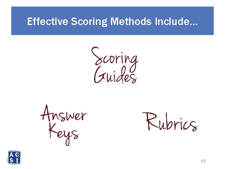 Effective Scoring Methods Include… 66 