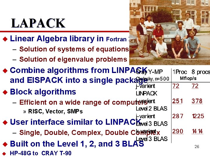 LAPACK u Linear Algebra library in Fortran 77 – Solution of systems of equations