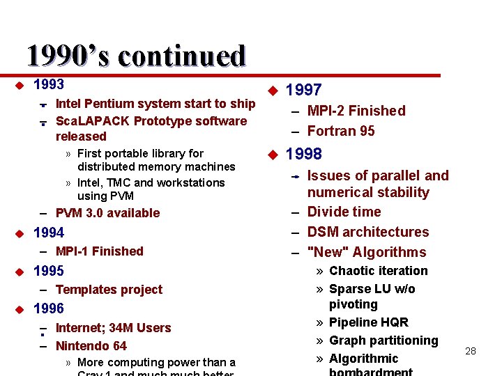 1990’s continued u 1993 . . – Intel Pentium system start to ship –