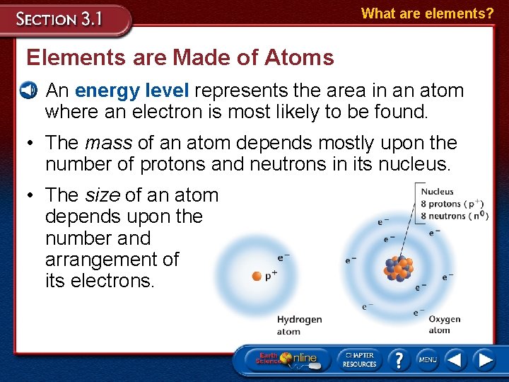 What are elements? Elements are Made of Atoms • An energy level represents the